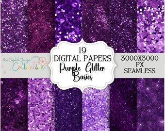 Seamless Purple Glitter Digital Papers, Repeating Digital Pattern, Digital Background, Commercial Use, Instant Download, POD Seamless