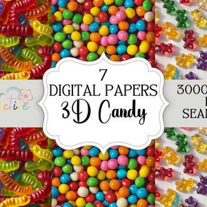 Zestaw wzorów bezszwowe Gummy Bears PNG Zestaw cyfrowy papier, nadruk na tkaninie