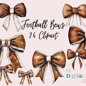 Coquette Football Bows Clipart Bundle, Football Bow Png, Football Mom Png, Football Png, Game Day, Fall Football Png, Football Season Png