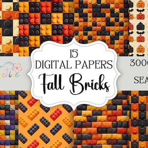 Seamless Fall Building Brick Digital Papers Digital Papers Seamless Digital Papers instant download digital paper file for fabrics POD