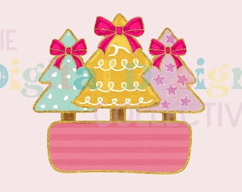 Personalized Glitter Coquette Christmas Tree Png, Christmas Kids Name PNG, Kids Christmas Png, Girl Christmas Png, Brushstroke