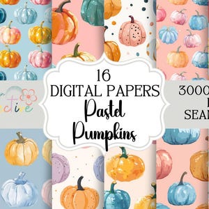 Pastel Pumpkins Digital Papers, Pastel Repeating Digital Pattern, Digital Background, Commercial Use, Instant Download, POD Seamless