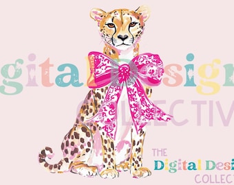 Leopard PNG, Leopard Print Png, Coquette Png, Leopard Clipart, Pink Bow Png, Watercolor Cheetah Clip Art, Coquette Leopard Shirt Sublimation