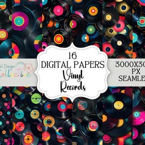 Vinylplaten naadloze patronen Digitale papieren Naadloze digitale papieren instant download digitaal papierbestand voor stoffen POD afdrukbaar