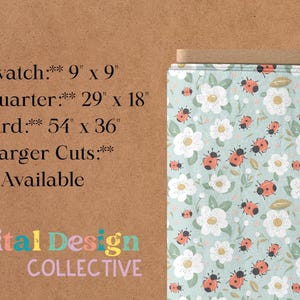 Blue Ladybug Floral Cotton Fabric by the Yard 100% Combed Pima Cotton | Sewing, Quilting, Apparel & Home Decor | Up to 5 Continuous Yards