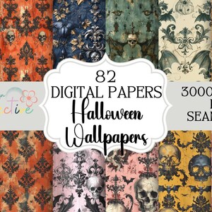 Spooky Seamless Halloween Wallpapers Digital Papers Seamless Digital Papers instant download digital paper file for fabrics POD Printable