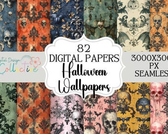 Papéis de parede digitais assustadores sem costura para Halloween Papéis digitais sem costura Download instantâneo de arquivo de papel digital para tecidos POD imprimível