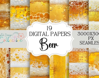 Beer Seamless Design, Background, PNG Digital Papers Seamless Digital Papers instant download digital paper file for fabrics POD Printable