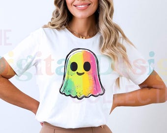 Cute ghost png, Halloween png, Pumpkin png, Bougie Ghost, Tumbler png, Pastel rainbow, Ghost, DTF png, Mug png, T-shirt Sublimation Design