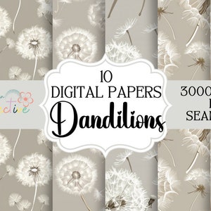 Seamless Dandelion Patterns | Digital Papers for POD | High-Quality Seamless Designs for Crafting, Scrapbooking & More