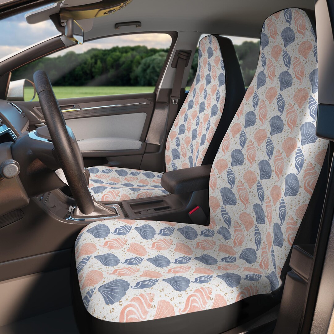 Ocean Shells Car Seat Covers, Beach Car Accessories, Seashell Print ...