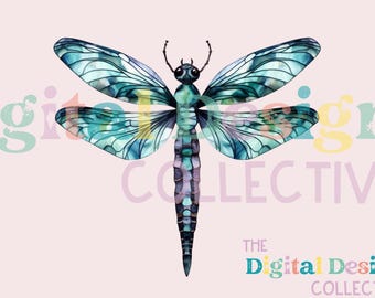 Diseño de sublimación de libélulas de acuarela / Libélulas florales / Libélulas PNG / Libélulas Clipart / Diseño de sublimación transparente