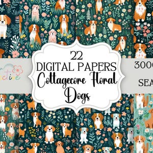 Dogs Floral Seamless Patterns Bundle