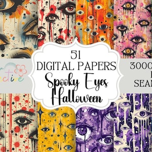 Spooky Eyes Seamless Halloween Papers Seamless Digital Papers instant download digital paper file for fabrics POD Halloween Printable