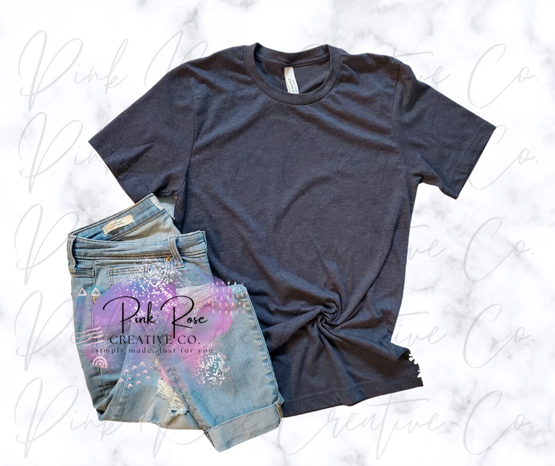 Bella Canvas 3001 CVC Heather Navy Mock up Digital Download - Etsy