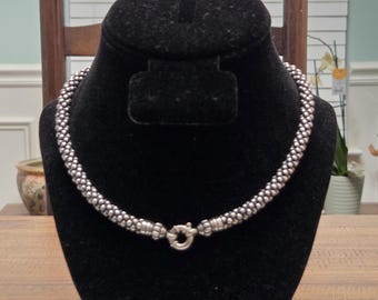 Estate Vintage Lagos Caviar 925 Sterling Silver Designer Luxury Caviar Bead Necklace