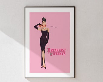 Vintage Breakfast at Tiffany's Movie Poster - Audrey Hepburn as Holly Golightly DIGITAL DOWNLOAD