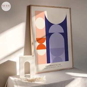 Bauhaus Print Digital Wall Art. Purple Orange. Bauhaus Geometric Abstract Art. Digital File Download. Minimalist Mid Century Poster.