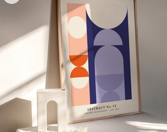 Bauhaus Print Digital Wall Art. Purple Orange. Bauhaus Geometric Abstract Art. Digital File Download. Minimalist Mid Century Poster.