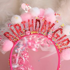 Hoofdband feestvarken, verjaardagstiara kinderen/volwassenen, gelukkige verjaardagskroon, haaraccessoire feestvarken