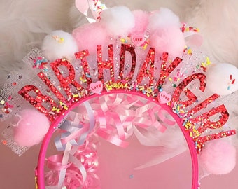 Birthday Girl Headband, Kids/Adults birthday Tiara, happy birthday crown, birthday girl hair accessory