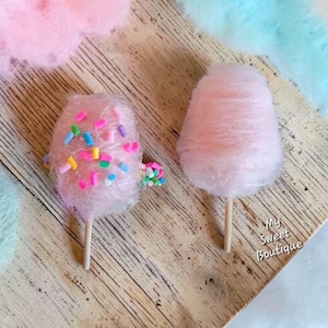 Presilhas de cabelo pequenas em formato de algodão-doce falso, presilhas de cabelo em formato de algodão-doce, acessórios de cabelo com tema de doces