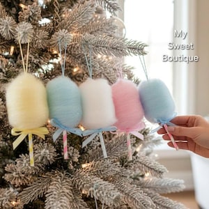 Pastel Candyland Ornaments,  Cotton Candy Christmas tree Decorations, Candy  Party hanging Decor