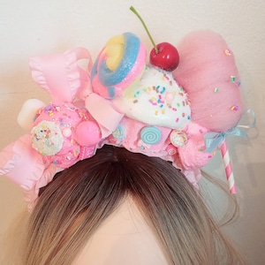 Ice cream Headband, Cupcake Tiara, candy/Sweets Crown, Food Hairpiece, Candyland Fascinator