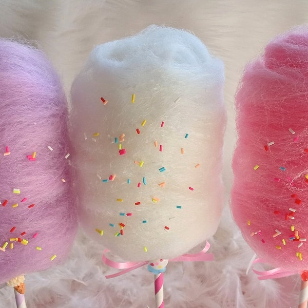 Fake Cotton Candy with Sprinkles, Choose a Size and Color, Faux Cotton Candy, Cotton Candy party, Cotton Candy props, Candy Decorations