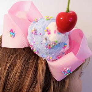 Ice cream bow/hairclip, CHOOSE a Color ice cream, Ice cream hair accessories,  candy/ice cream barrette