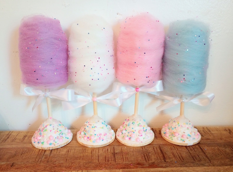 Fake Cotton Candy Decorations Cotton Centerpiece Party Etsy