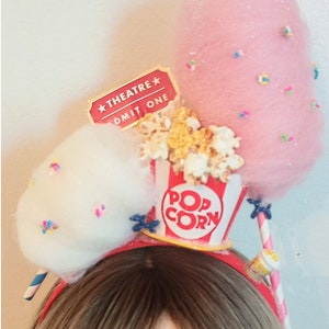 Carnival/Circus Themed Headband, Popcorn Hairpiece, Cotton candy Tiara, Movie themed headband