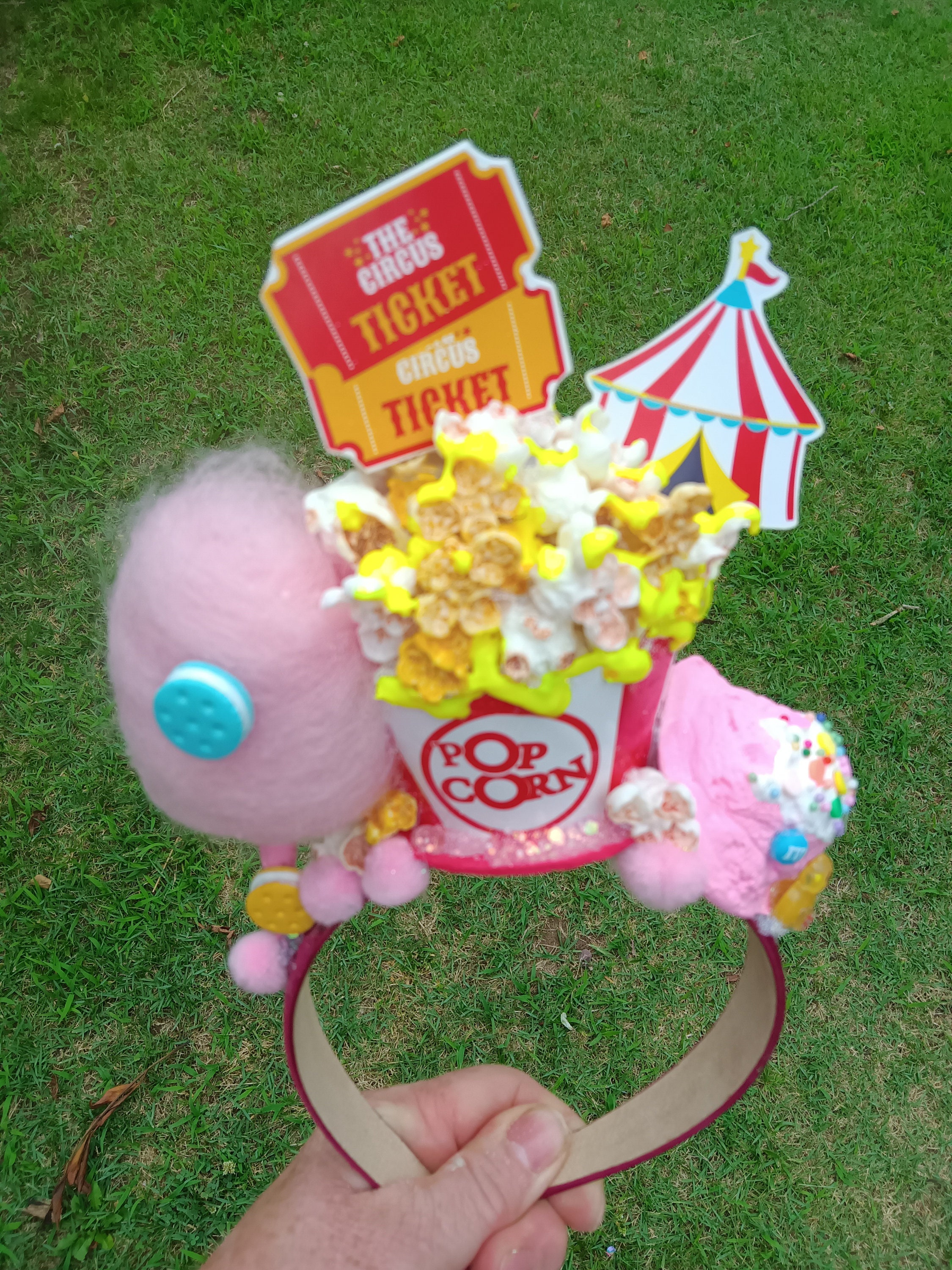 Popcorn Cosplay Kostüm Zubehör Set – Gestreiftes Haarreif, Popcorn Ohrringe & Umhängetasche