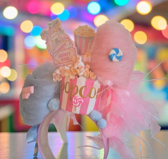 Popcorn Haarreif/Headpiece, Pink Popcorn Karneval Haarteil/Fascinator, Zirkus Tiara