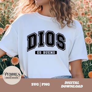 Dios Es Bueno Svg, Frase Cristiana Svg, Frase Biblica Svg, Dicho Cristiano Svg, Spanish Christian Quote, Christian Clipart, PNG Sublimation