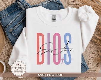 Spanish Christian SVG, Dios Es Amor Cristiano PNG Sublimation, Frases Religiosas Clipart, Biblicos Espanol, Frase Cristiana Digital Download