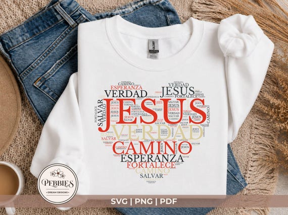 Christian Spanish Word Art Heart Svg, Jesus SVG, Frases Cristiana Svg, Frases Religiosa Español SVG, Frases Biblica Svg, Frase Cristiana PNG