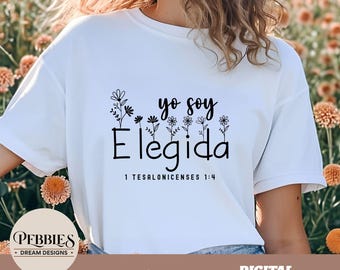 Spanish Christian SVG PNG: Yo Soy Elegida Inspirational Bible Quote Clip Art (Digital Download)