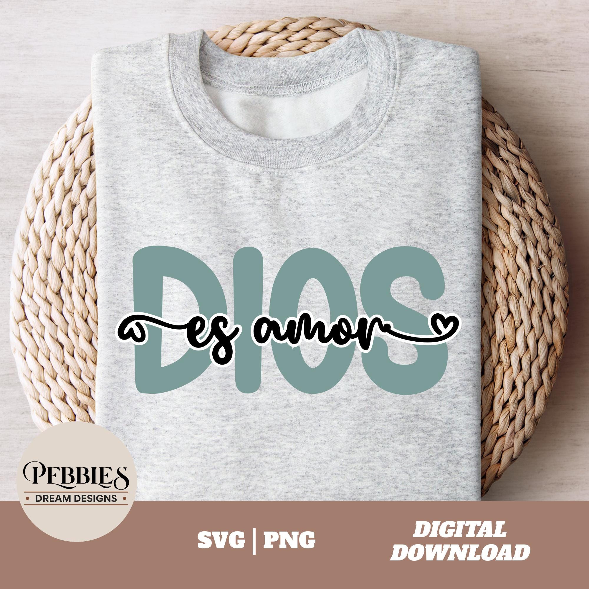 Spanish Christian SVG PNG: Dios Es Amor Inspirational Religious Quote ...