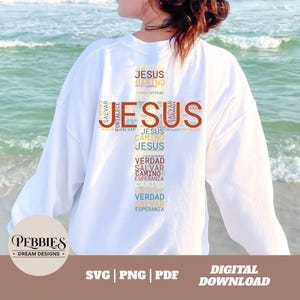 Christian Spanish Word Art Cross Svg, Jesus SVG, Frases Cristiana Svg, Frases Religiosa Español SVG, Frases Biblica Svg, Frase Cristiana PNG