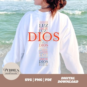 Christian Spanish Word Art Cross Svg, Dios SVG, Frases Cristiana Svg, Frases Religiosa Español SVG, Frases Biblica Svg, Frase Cristiana PNG