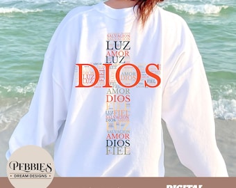 Christian Spanish Word Art Cross SVG PNG: Inspirational Religious Clip Art (Digital Download)