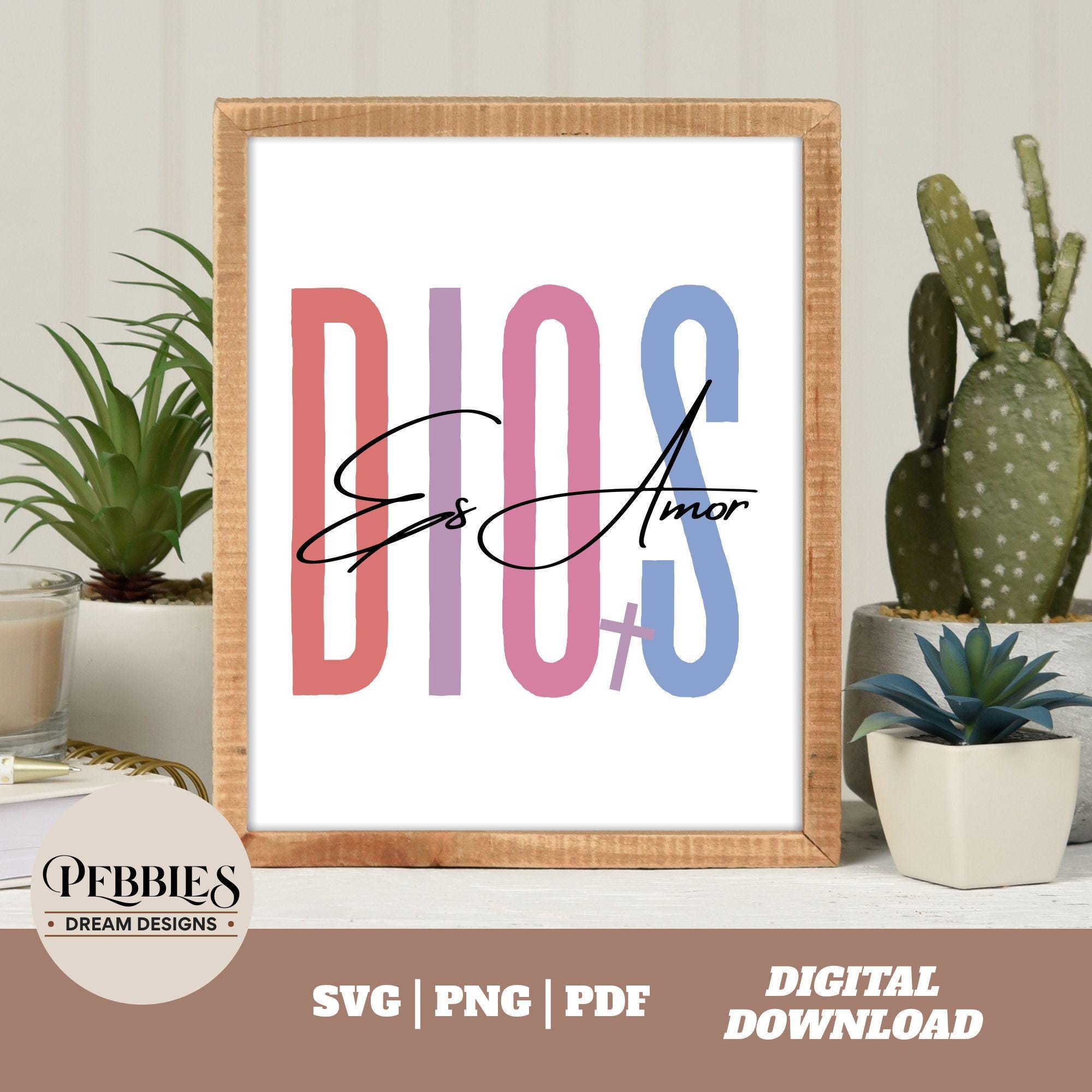 Spanish Christian SVG PNG: Dios Es Amor Inspirational Bible Quote Clip ...