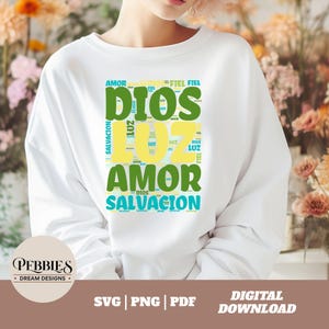 Christian Spanish Word Art Svg, Dios SVG, Frases Cristiana Svg, Frases Religiosa Español SVG, Frases Biblica Svg, Frase Cristiana PNG