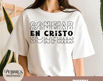 Spanish Christian SVG PNG: Confiar En Cristo Religious Quote Clip Art (Digital Download)
