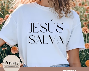 Christian Spanish SVG PNG: Jesus Salva Inspirational Bible Quote Clip Art (Digital Download)