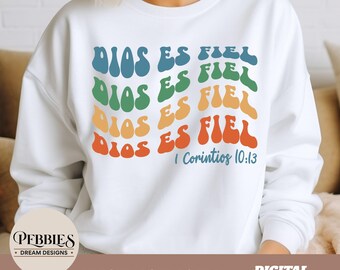 Christian Spanish SVG PNG:  Dios Es Fiel Inspirational Bible Quote Clip Art (Digital Download)