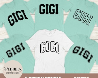 Gigi Varsity Letters SVG PNG Bundle: Cricut & Silhouette Ready (Digital Download)