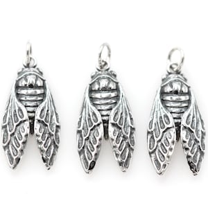 Sterling Silver Cicada Charm Silver Locust Charm Insect Charm Cicada Pendant Entomology Bug Jewelry Insect Jewelry Cicada Necklace Witch