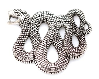 Pendentif Serpent en Argent Grand Serpent Estampage Serpent Charme Grand Serpent Connecteur Focal Serpent Bijoux Sorcière Bijoux Sorcière Charmes Serpent Pendentif